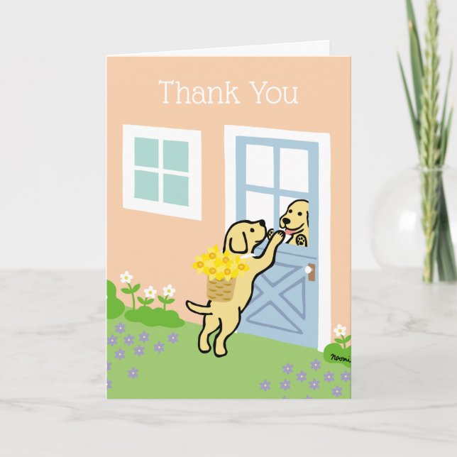 Yellow Labrador Daffodils Spring Thank you Card (Front)