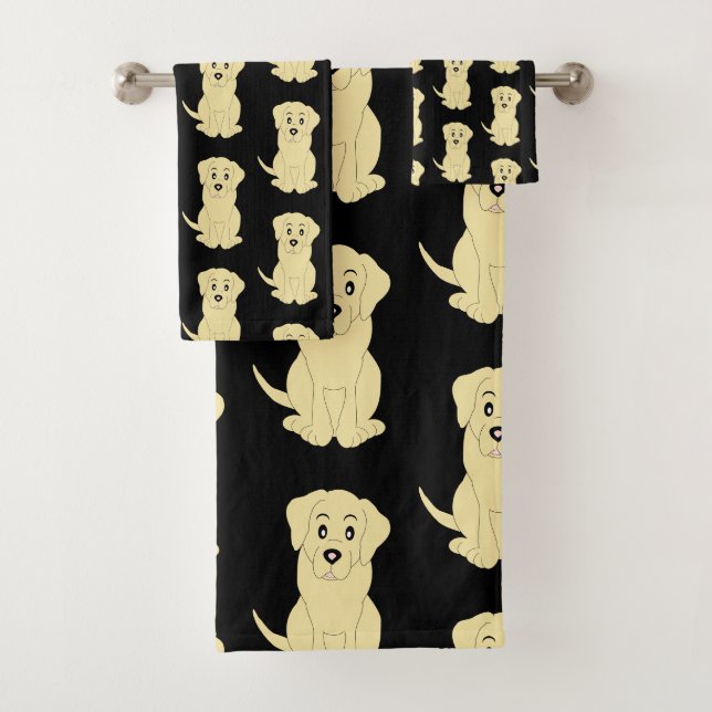 Yellow Labrador Dog Design Bath Towel Set (Insitu)