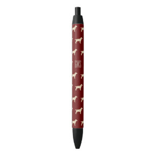 Yellow Labrador Dogs Pattern Monogrammed Black Ink Pen