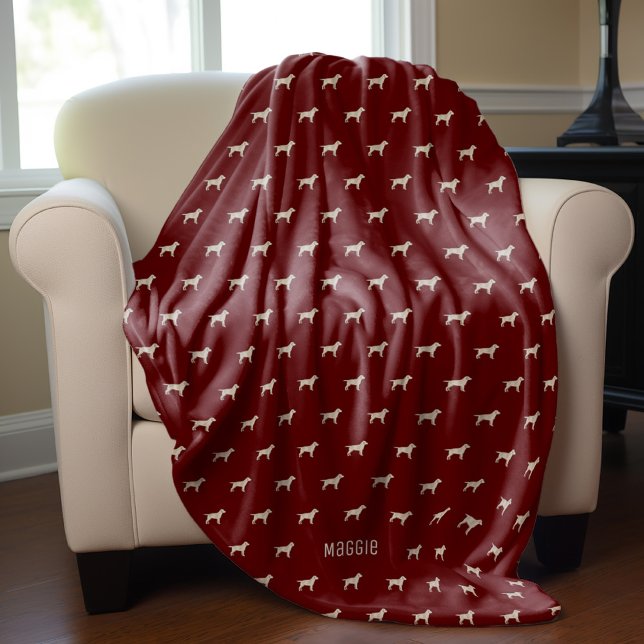 Yellow Labrador Dogs Pattern Monogrammed Fleece Blanket (Creator Uploaded)