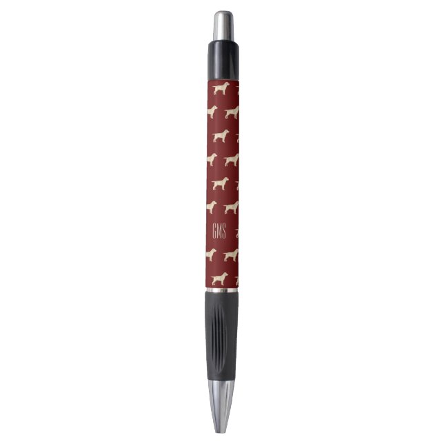 Yellow Labrador Dogs Pattern Monogrammed Pen (Front Vertical)