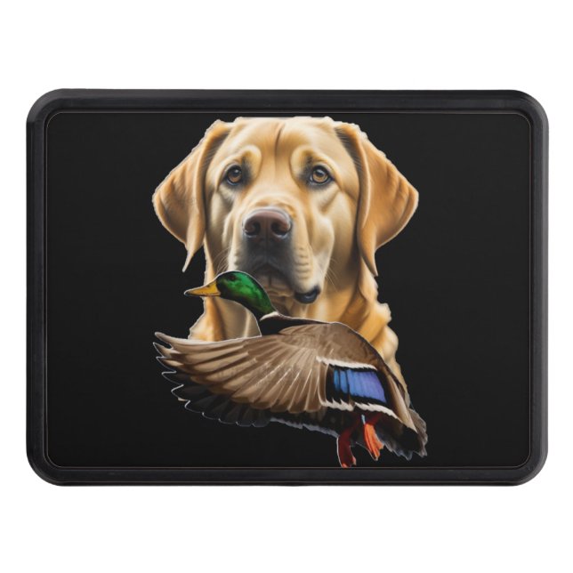 Yellow Labrador Duck Hunting Trailer Hitch Cover (Front)