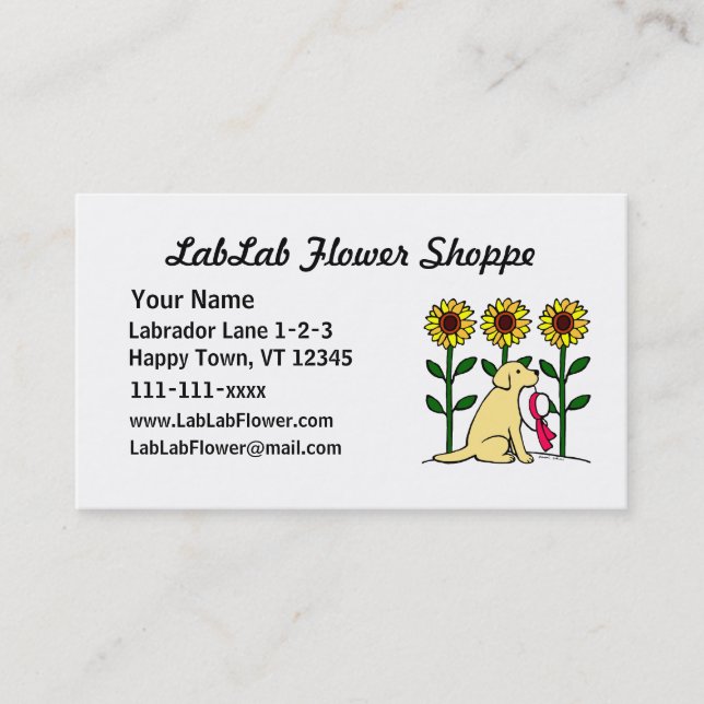 Yellow Labrador Flower Business Card (Front)