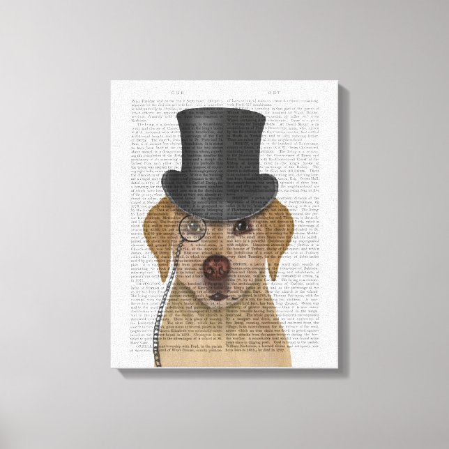 Yellow Labrador, Formal Hound and Hat Canvas Print (Front)