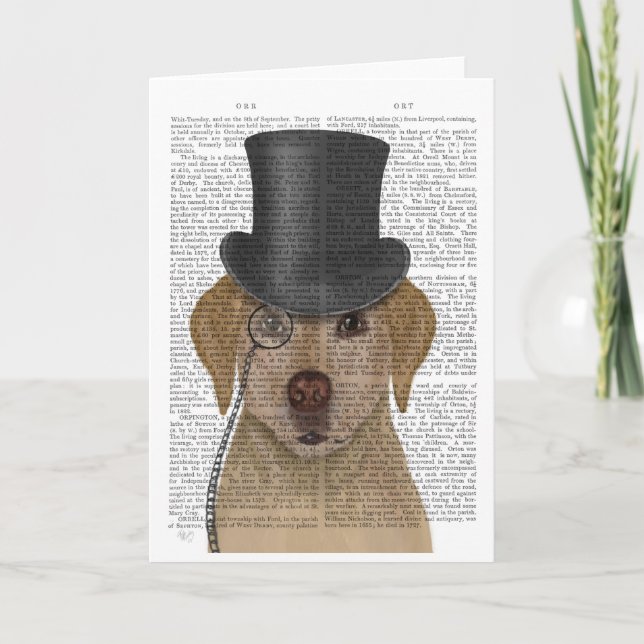Yellow Labrador, Formal Hound and Hat Card (Front)