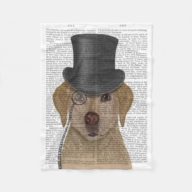 Yellow Labrador, Formal Hound and Hat Fleece Blanket (Front)