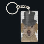 Yellow Labrador, Formal Hound and Hat Keychain<br><div class="desc">Yellow Labrador,  Formal Hound and Hat by FabFunky. Features a dapper lab wearing a fun tophat and a monocle. | 191408D</div>