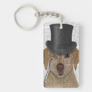 Yellow Labrador, Formal Hound and Hat Keychain