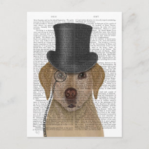 Yellow Labrador, Formal Hound and Hat Postcard