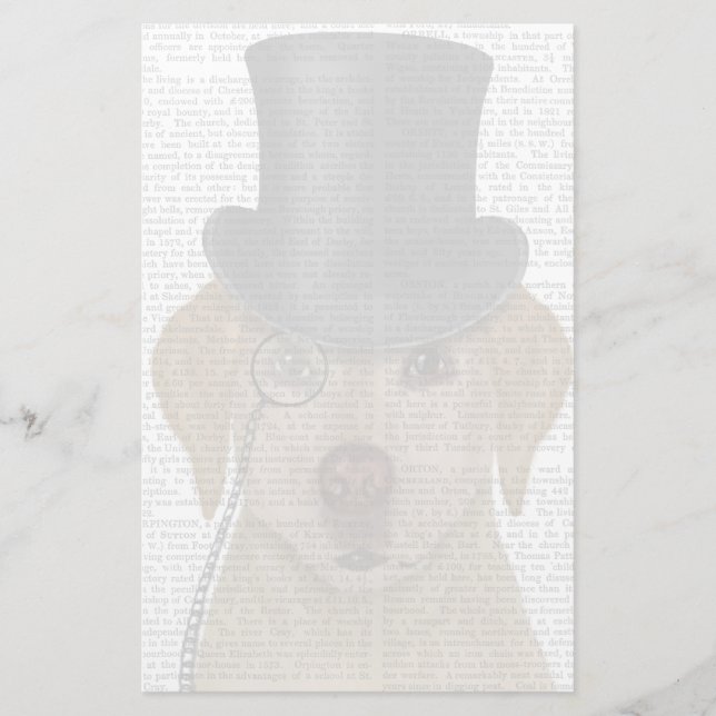 Yellow Labrador, Formal Hound and Hat Stationery (Front)