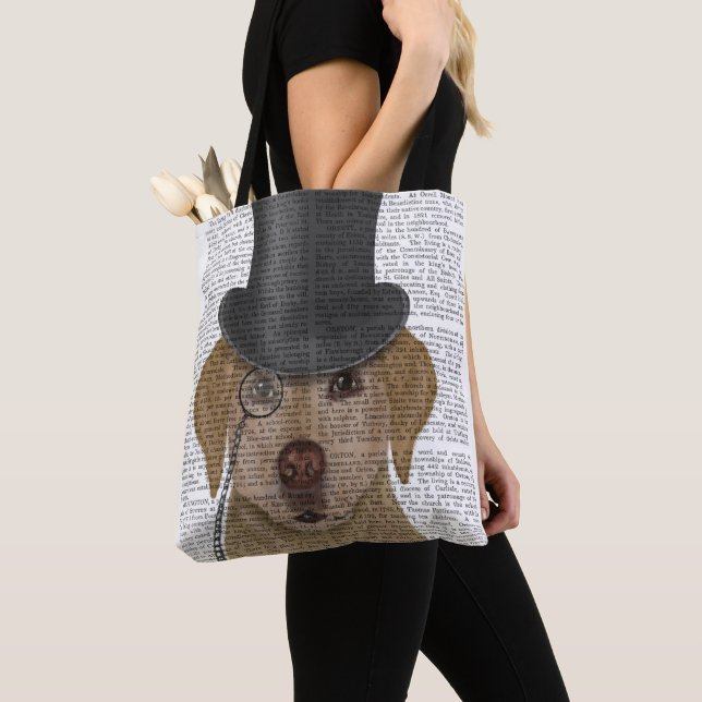 Yellow Labrador, Formal Hound and Hat Tote Bag (Close Up)