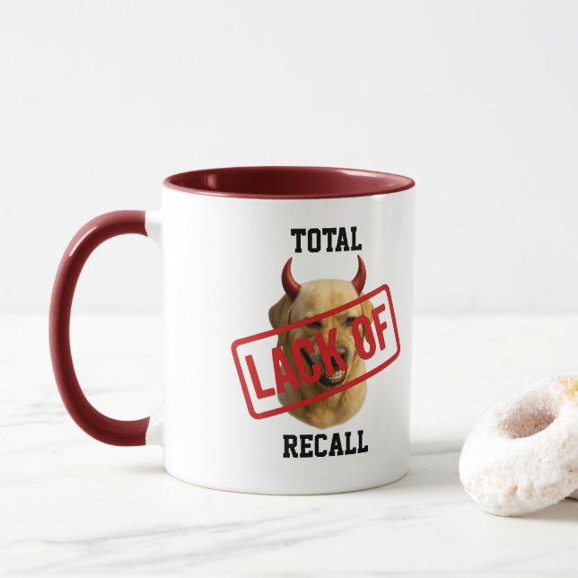 Yellow Labrador funny 'Lack of Recall' Mug (With Donut)