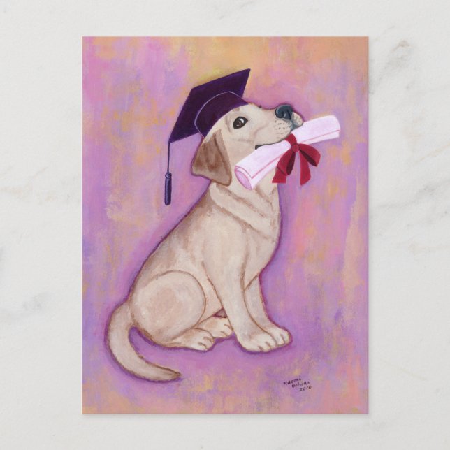 Yellow Labrador Graduation Announcement Postcard (Front)