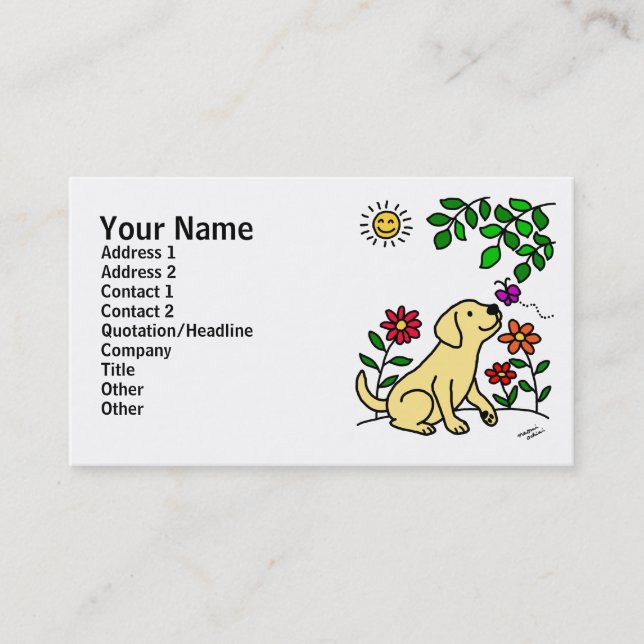 Yellow Labrador & Green Business Card (Front)