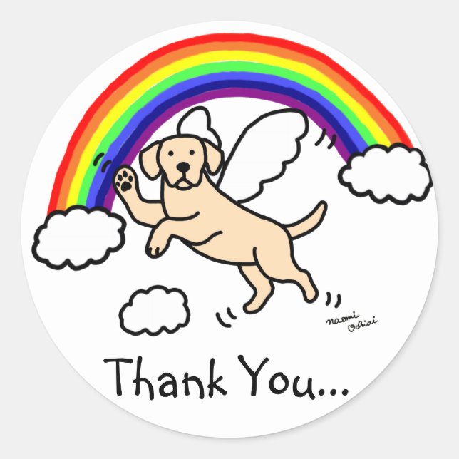 Yellow Labrador Guardian Angel (Rainbow Bridge) Classic Round Sticker (Front)