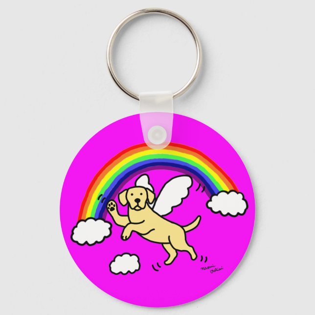 Yellow Labrador Guardian Angel (Rainbow Bridge) Keychain (Front)