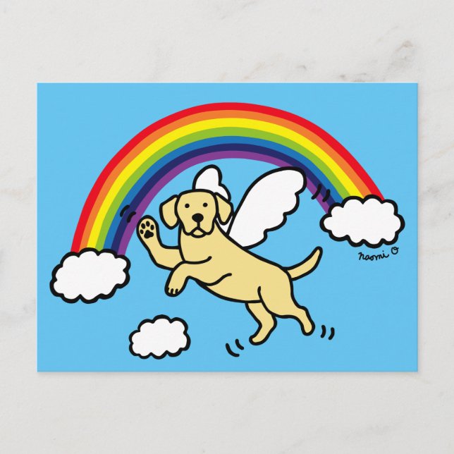 Yellow Labrador Guardian Angel (Rainbow Bridge) Postcard (Front)