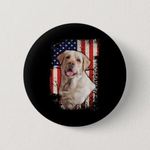 Yellow Labrador Labs Patriotic American Flag Dog 4 2 Inch Round Button