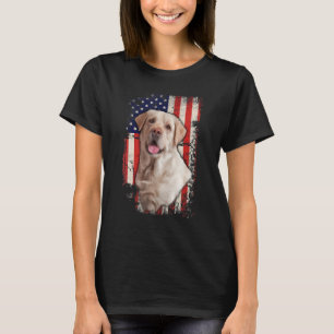Yellow Labrador Labs Patriotic American Flag Dog 4 T-Shirt