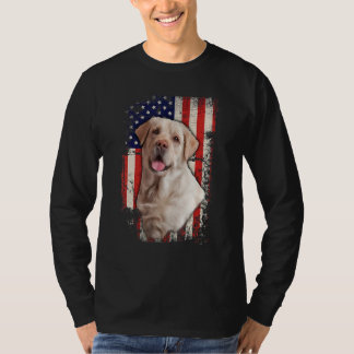 Yellow Labrador Labs Patriotic American Flag Dog 4 T-Shirt