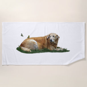 Yellow Labrador Mixed Breed Dog Beach Towel