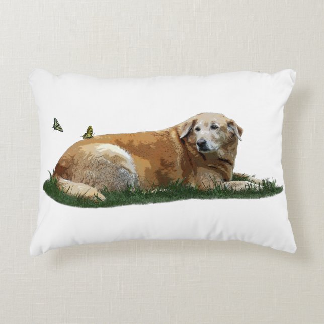 Yellow Labrador Mixed Breed Dog Throw Pillow (Front)