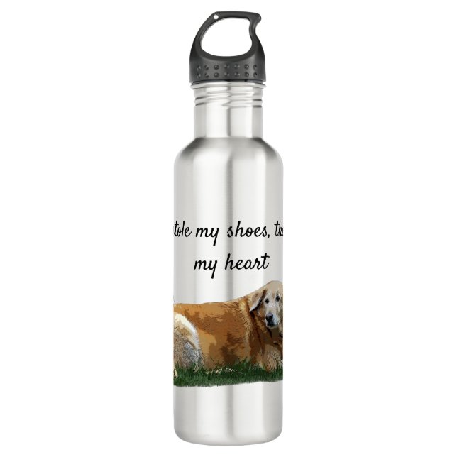 Yellow Labrador Mixed Breed Dog Water Bottle (Front)