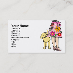 Yellow Labrador & Mom's Skirt Cartoon Business Card