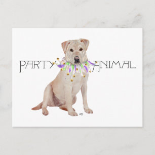 Yellow Labrador Party Animal Invitation Postcard