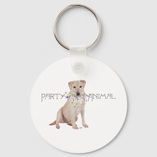 Yellow Labrador Party Animal Keychain (Front)