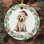 Yellow Labrador Personalized Dog Lover Christmas  Ceramic Ornament<br><div class="desc">If you're a yellow labrador retriever lover, then this holiday season, you'll definitely want to take a look at our festive collection of holiday cards and gifts. Featuring an adorable yellow lab sporting a Santa hat, our cards are sure to put a smile on the face of anyone who receives...</div>