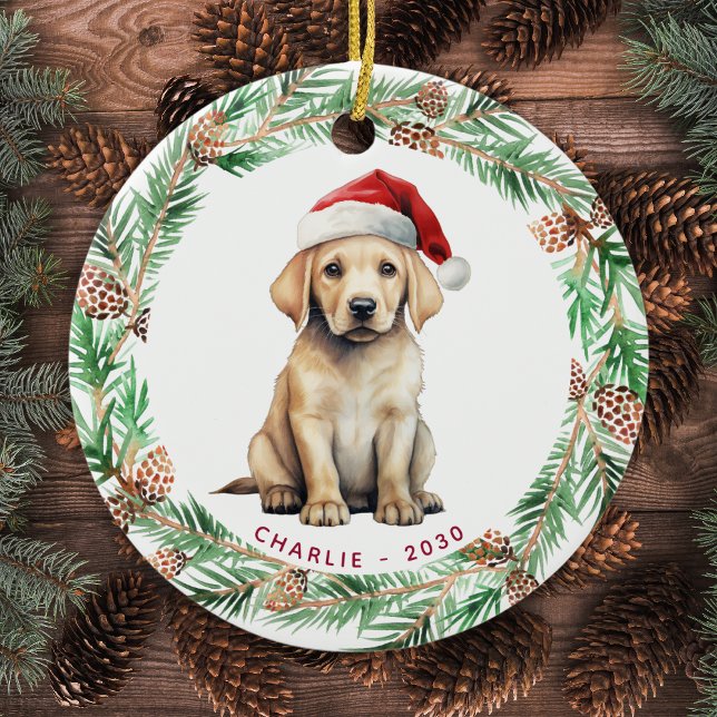 Yellow Labrador Personalized Dog Lover Christmas  Ceramic Ornament (Creator Uploaded)