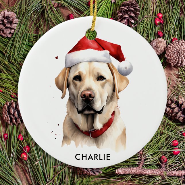 Yellow Labrador Personalized Dog Lover Christmas  Ceramic Ornament (Creator Uploaded)