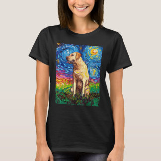 Yellow Labrador Profile Starry Night Dog Art by Aj T-Shirt
