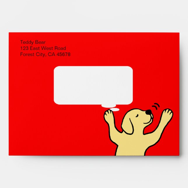 Yellow Labrador Puppy Hug Cartoon Envelope (Front)