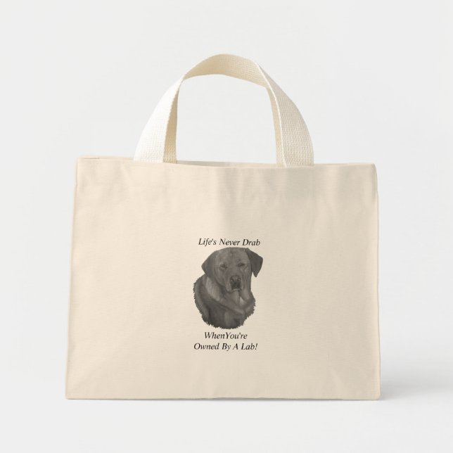 yellow labrador retreiver dog portrait fun slogan mini tote bag (Front)