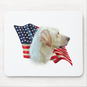 Yellow Labrador Retriever American Flag, Mouse Pad