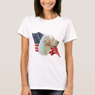 Yellow Labrador Retriever American Flag, T-Shirt