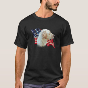 Yellow Labrador Retriever American Flag, T-Shirt