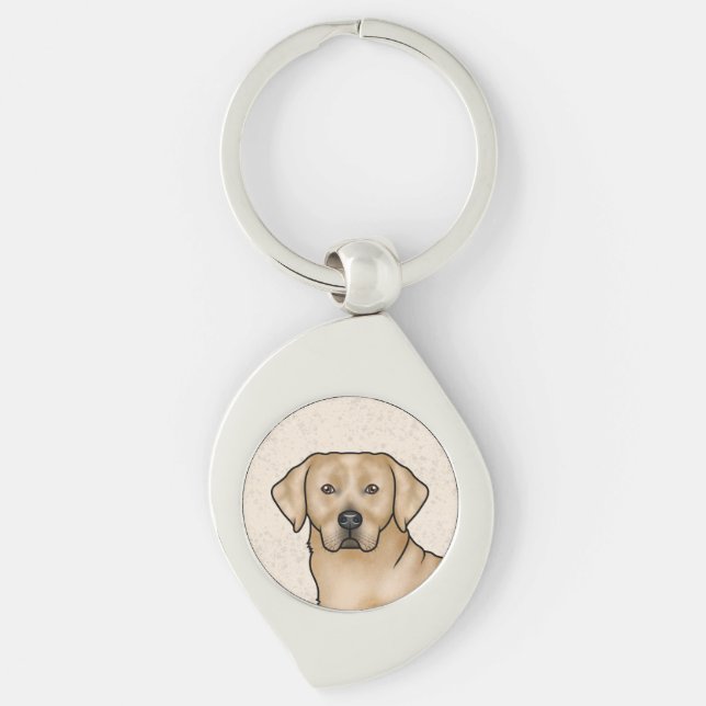 Yellow Labrador Retriever Art Cute Lab Dog Head Keychain (Front)