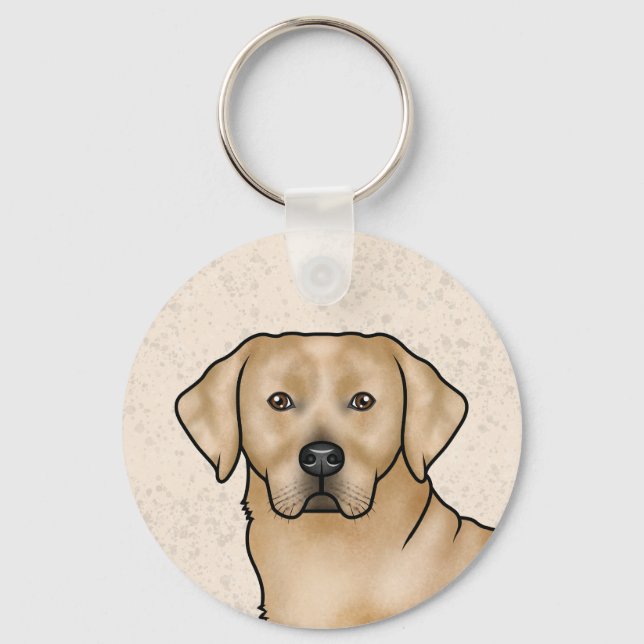 Yellow Labrador Retriever Art Cute Lab Portrait Keychain (Front)