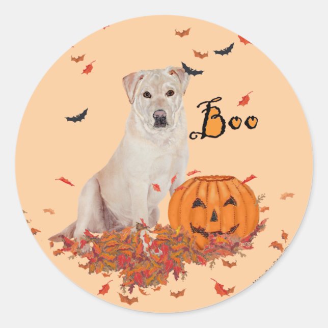 Yellow Labrador Retriever Boo! Classic Round Sticker (Front)