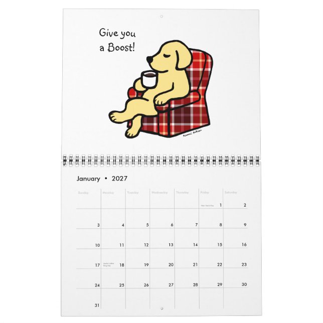 Yellow Labrador Retriever Cartoon Calendar 2015 (Jan 2027)