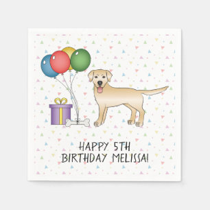 Yellow Labrador Retriever Cartoon Dog - Birthday Napkin
