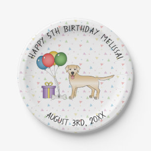 Yellow Labrador Retriever Cartoon Dog - Birthday Paper Plate