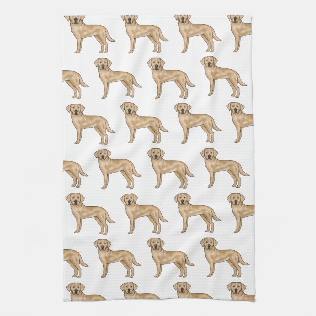 Yellow Labrador Retriever Cartoon Lab Dog Pattern Kitchen Towel (Vertical)