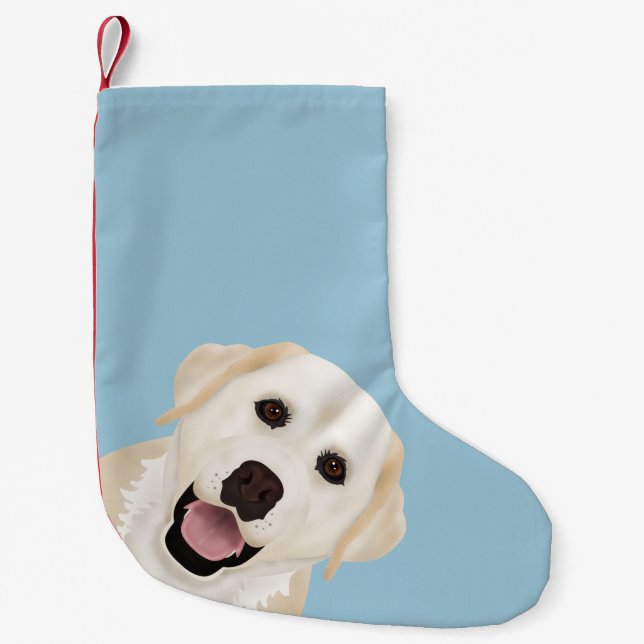 yellow labrador retriever cartoon small christmas stocking (Front)