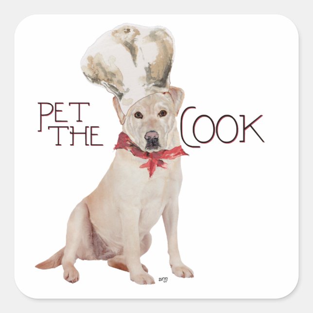 Yellow Labrador Retriever Chef Square Sticker (Front)