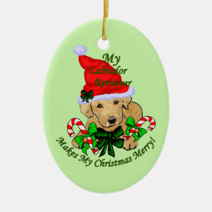 Yellow Labrador Retriever Christmas Ceramic Ornament