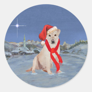 Yellow Labrador Retriever Christmas Classic Round Sticker